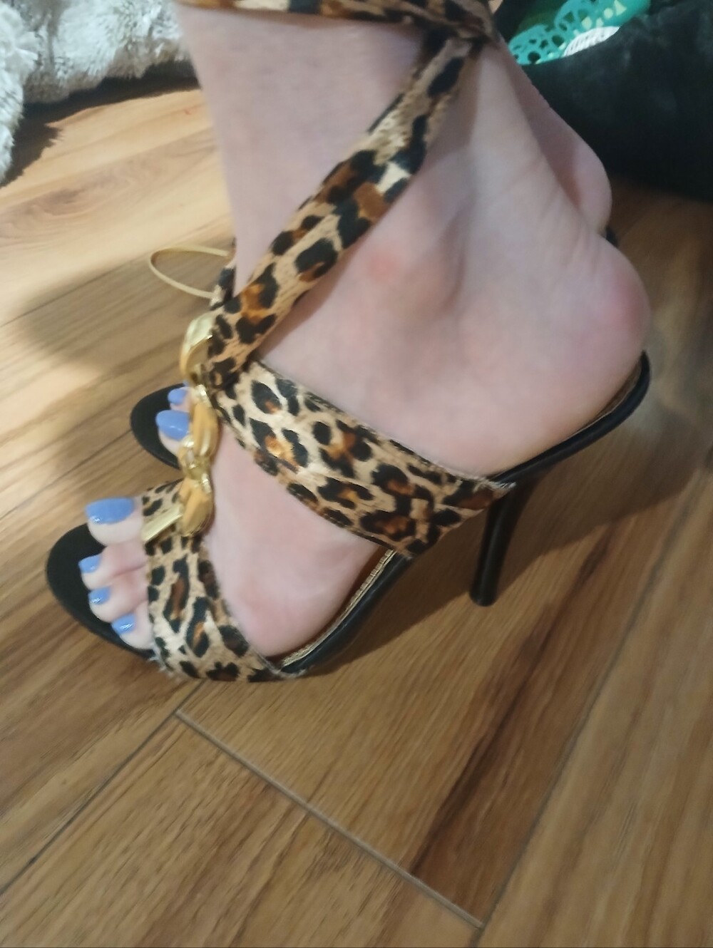 Delicious Leopard-Print Lace-Up Heels with Gold Hardware - Picture 2 of 6